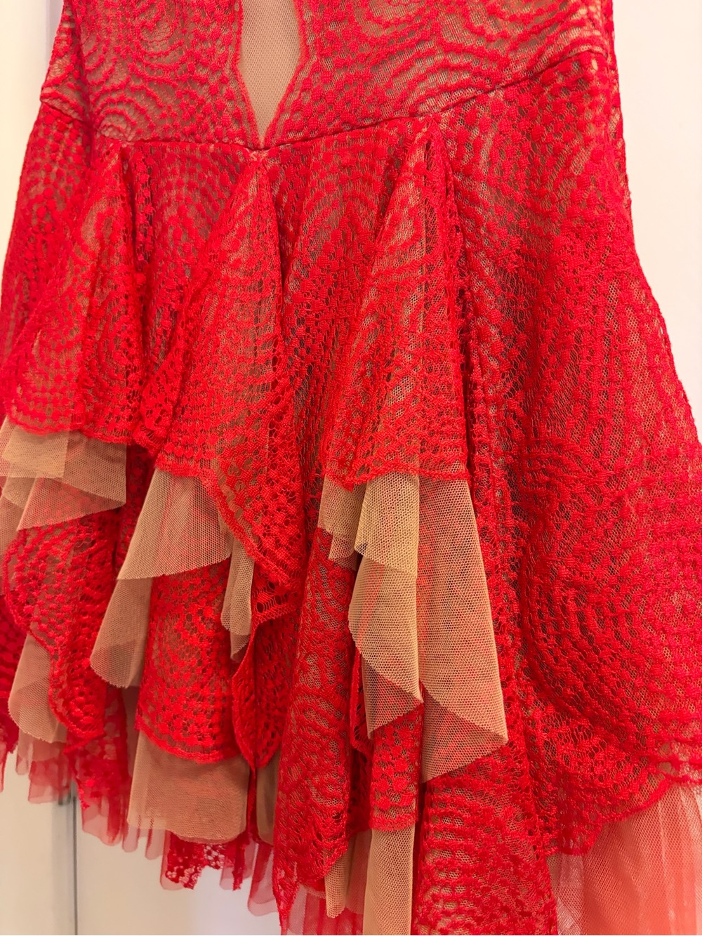 BCBGMaxAzria Red Lace High-Low Party Dress - Picture 2 of 4